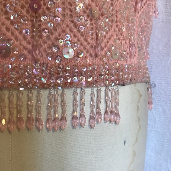 Vintage 50’s/60’s pink beaded shell top S/M - Picture 5 of 11